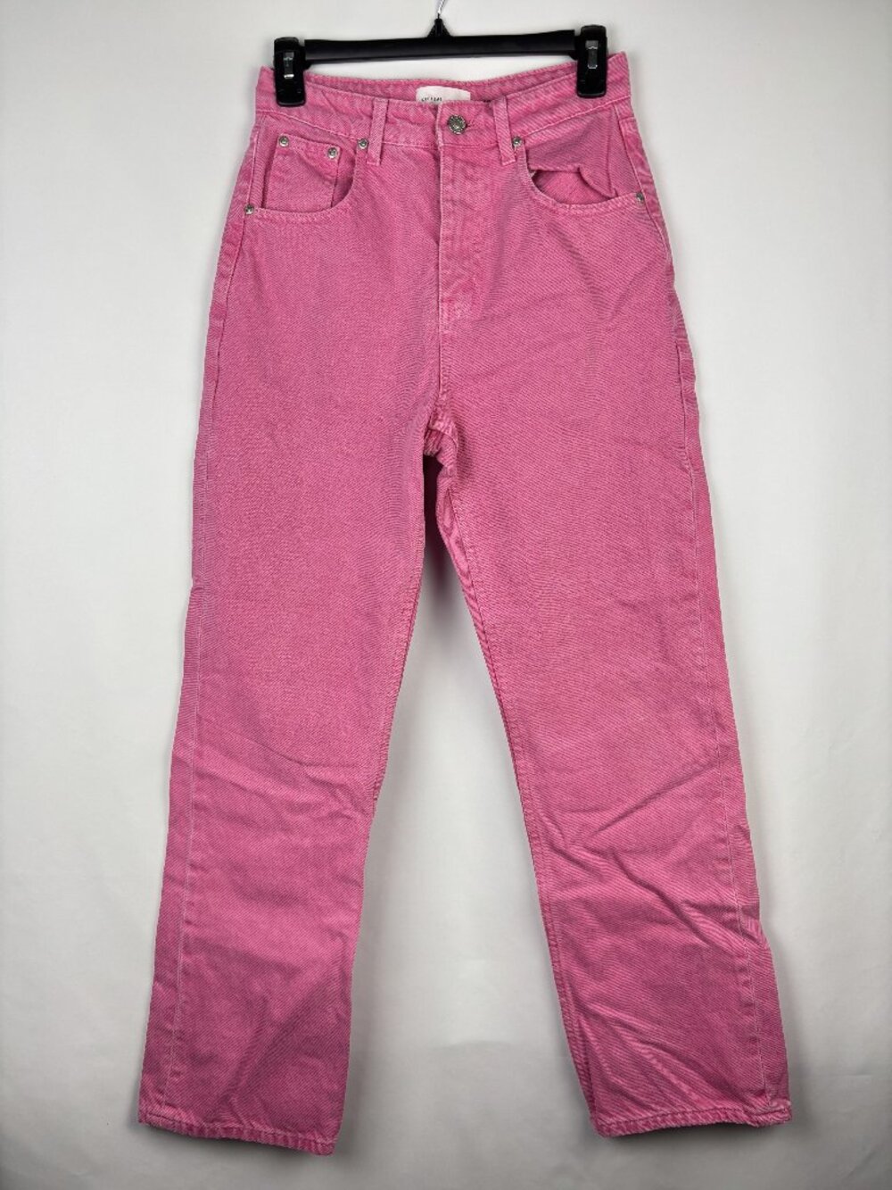 Small Grey Lab Pink Straight Leg 100% Cotton Denim Pant Jean Bright Zipper